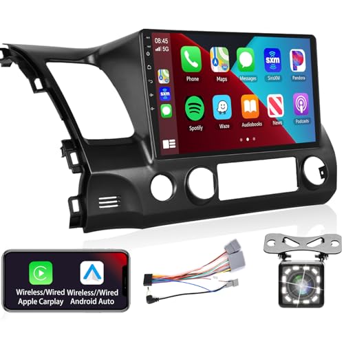Podofo Radio for Honda Civic 2006 2007 2008 2009 2010 2011 Car Stereo with Wireless CarPlay Android Auto,10.1 Inch 1080P Touch Screen【Built-in DSP EQ GPS Chip】 Bluetooth RDS FM WiFi Camera 2G+32G - Image 1
