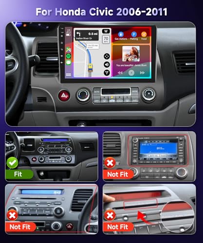 Podofo Radio for Honda Civic 2006 2007 2008 2009 2010 2011 Car Stereo with Wireless CarPlay Android Auto,10.1 Inch 1080P Touch Screen【Built-in DSP EQ GPS Chip】 Bluetooth RDS FM WiFi Camera 2G+32G - Image 2