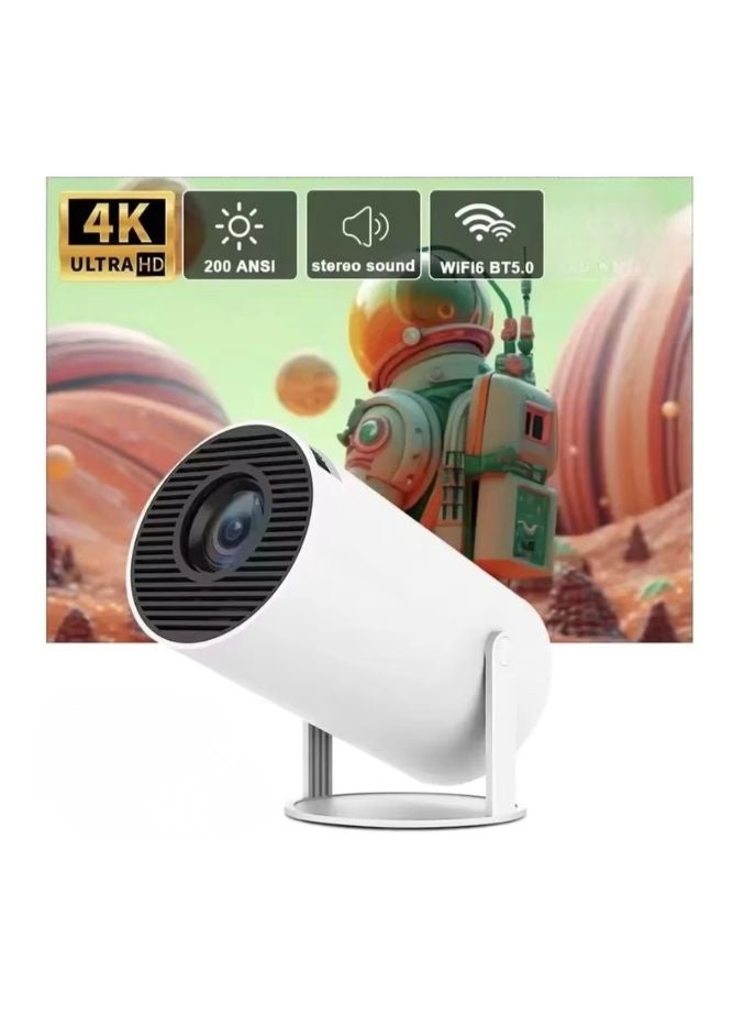Smart HY300 4K Portable Projector with Android 11 | 200 ANSI Brightness | Wi-Fi 6 | Bluetooth | 130-inch Screen | 180° Rotation | Ultra HD Resolution | Home Theater | Optical Specifications | Automatic Keystone Correction | White - Image 2
