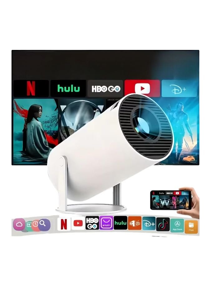 سمارت HY300بروجكتر محمول - يدعم دقة Ultra HD 4K، نظام أندرويد 11، واي فاي 6 مزدوج، تصحيح تلقائي للصورة، عرض حتى 200 بوصة، سينما منزلية مع خاصية عرض الشاشة - أبيض - Image 4