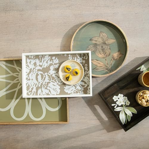 Ellementry Shade of Green Wooden Rectangular Tray for Serving and Organizing, Wooden Platter for Kitchen, Coffee Table & Dining Room Table, Food-Safe Tray for Gifting & Home Décor - Image 5