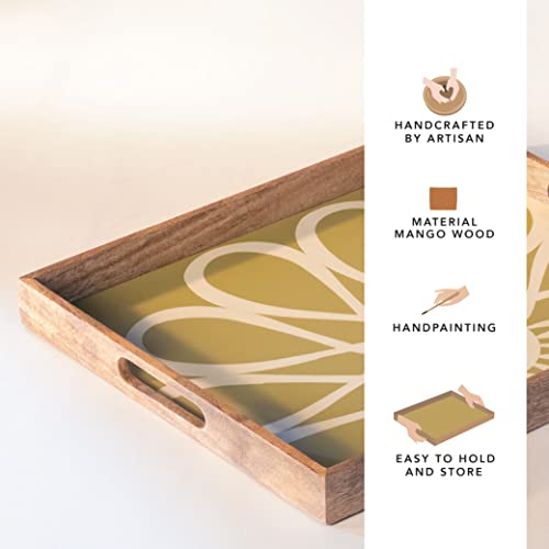 Ellementry Shade of Green Wooden Rectangular Tray for Serving and Organizing, Wooden Platter for Kitchen, Coffee Table & Dining Room Table, Food-Safe Tray for Gifting & Home Décor - Image 2