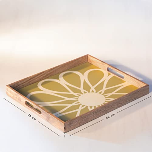 Ellementry Shade of Green Wooden Rectangular Tray for Serving and Organizing, Wooden Platter for Kitchen, Coffee Table & Dining Room Table, Food-Safe Tray for Gifting & Home Décor - Image 4