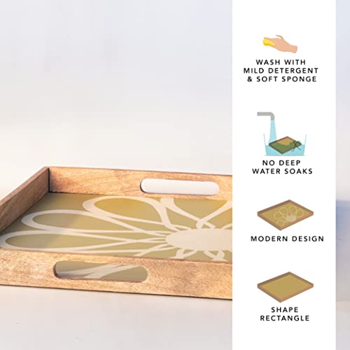 Ellementry Shade of Green Wooden Rectangular Tray for Serving and Organizing, Wooden Platter for Kitchen, Coffee Table & Dining Room Table, Food-Safe Tray for Gifting & Home Décor - Image 3