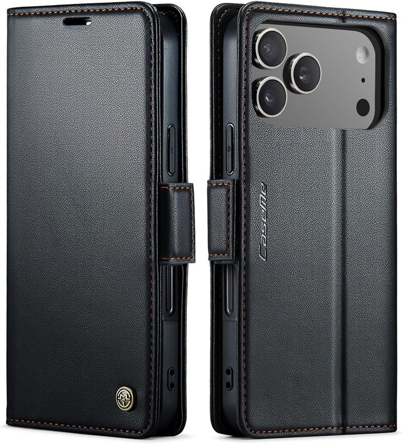 KASTWAVE For iPhone 17 Pro Max Wallet Case, Magnetic Flip Cover with RFID Blocking Card Slots, Kickstand & Shockproof Protection, for iPhone 17 Pro Max 6.9 Inch (Black) - Image 1