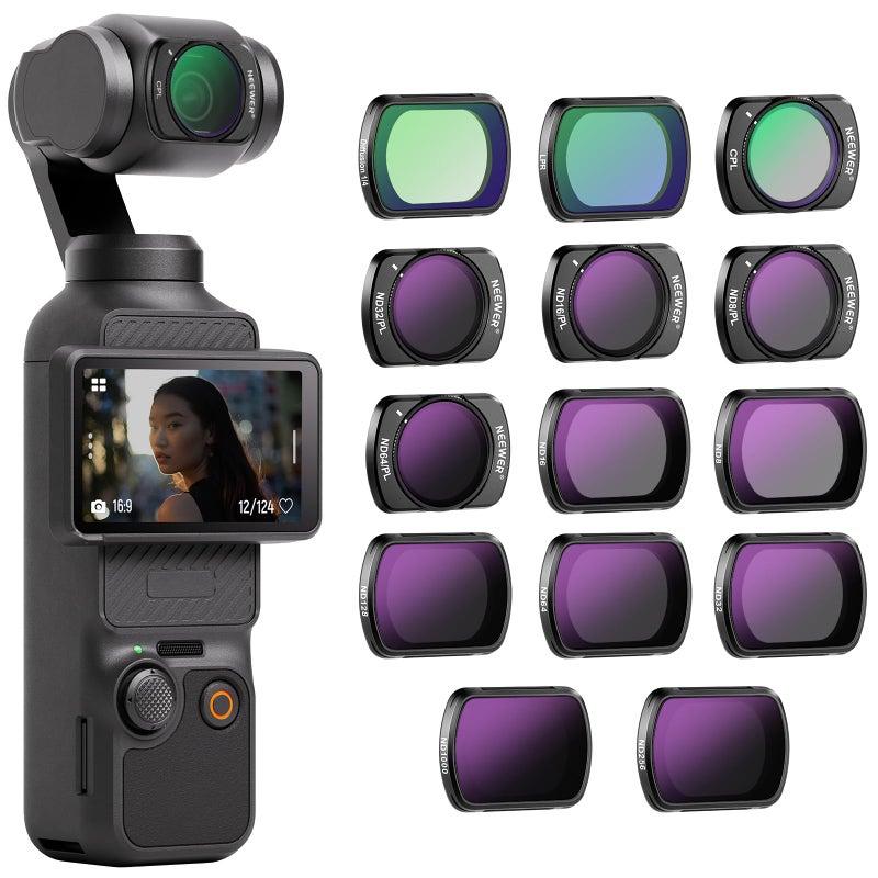 NEEWER Magnetic ND & CPL & Effect Filter Set for DJI OSMO Pocket 3, 14 Pack HD CPL ND8 ND16 ND32 ND64 ND128 ND256 ND1000 ND8/PL ND16/PL ND32/PL ND64/PL Light Pollution Reduction, Black Diffusion 1/4 - Image 1