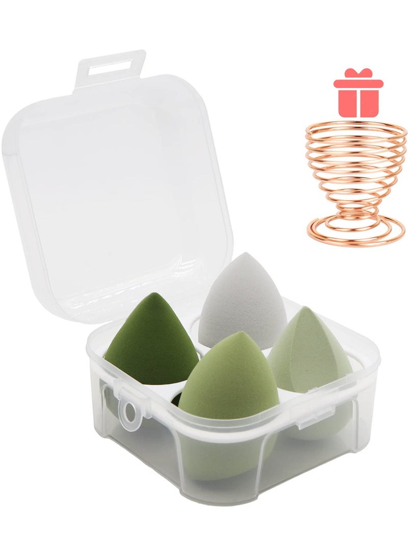 Generic 4 PCS Makeup Sponge with Holder Case Set, Makeup Sponges Blender Beauty Sponge Makeup Egg , Latex-Free Dry & Wet Use Foundation Cosmetic Makeup Puff for Powder Cream  - Image 1