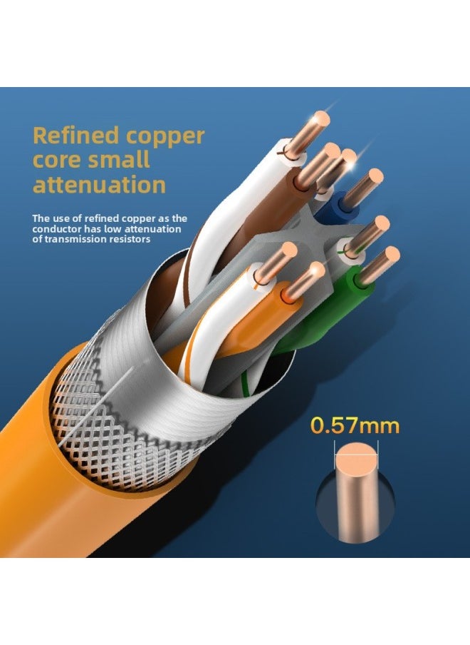 Generic Akihabara Six Types Of Double Shielded Jumper With Crystal Head RJ45 Finished Network Cable Gigabit Broadband Cable QS2605-Color:SFTP Six Network Jumper (orange) QS2605-Line Length:8 M  - Image 5