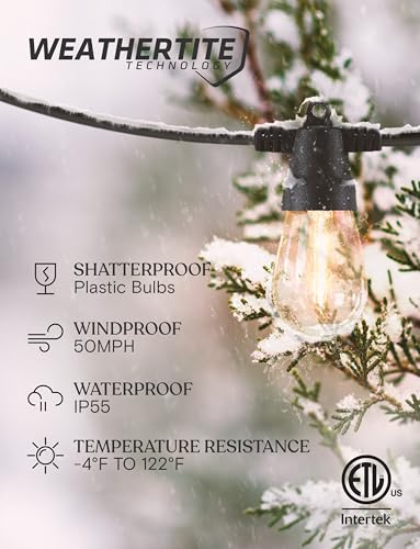 Brightech Ambience Pro 27-Ft Solar String Lights for Outside - Super Bright Remote Control Color Adjustable Outdoor String Light - Commercial Grade String, Waterproof LED for Patios, Camping, 12 Bulbs - Image 2