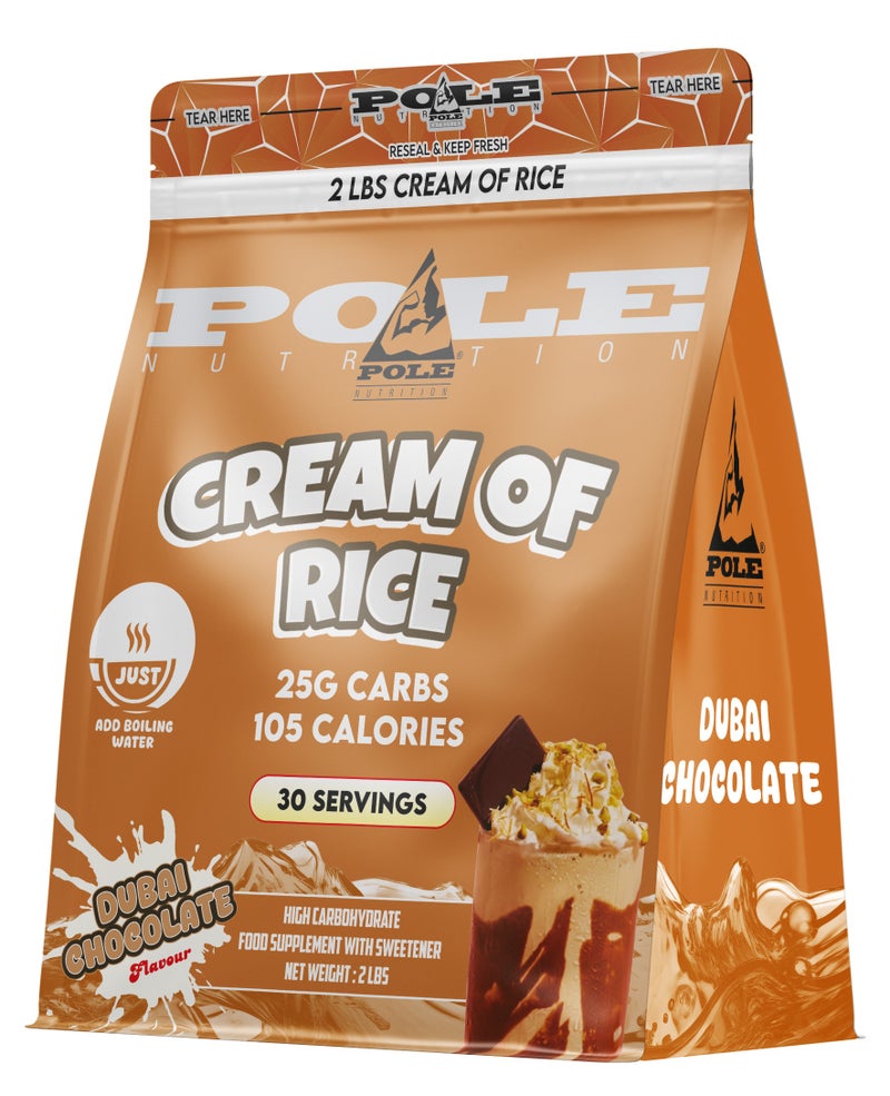 POLE NUTRITION Cream of Rice High Carbohydrate Rice Powder - Dubai Chocolate, 2 lbs (30 Servings) - Image 1