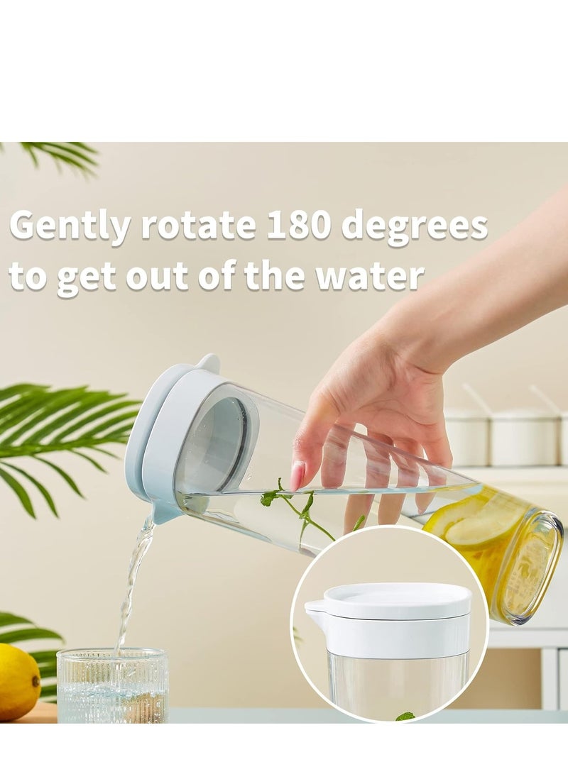 Plastic Fruit Infuser Water Pitcher with Removable Lid, 2Pcs Pitcher, Airtight for Fridge Door,Homemade Iced Coffee and Lemonade 1.1L/38Oz, White/Green  - Image 4