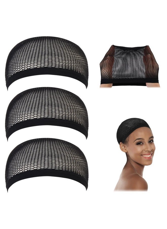 Dreamlover Dreamlover Crochet Wig Caps, Black Mesh Wig Caps for Wigs, 3 Pieces  - Image 1