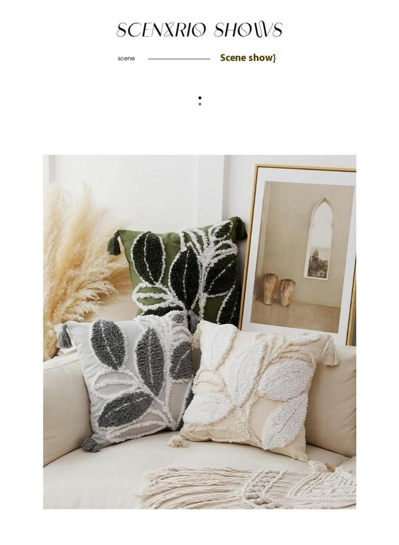 Cushion Cover 45x45cm Handcrafted Throw Pillow Cover Boho Decor Cushion Tassel Decorative Pillowcase Woven Throw Tufted for Home Bohemian Decor