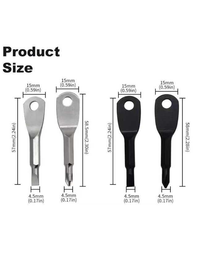 SUNSAR 8-Piece Mini Screwdriver Set, Keychain Flathead & Phillips Tool, Black & Silver - Image 3