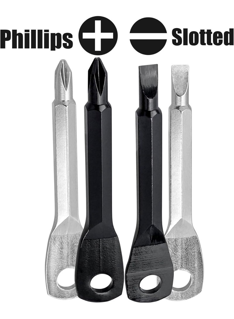 SUNSAR 8-Piece Mini Screwdriver Set, Keychain Flathead & Phillips Tool, Black & Silver - Image 2