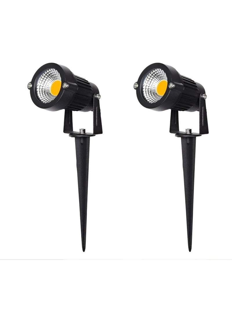 2-Pack Outdoor LED Garden Spike Lights | COB Landscape Spotlights | IP65 Waterproof Warm White Uplights for Yard, Pathway, Trees, Lawn, Patio, Garden & Landscape Decoration - Image 1