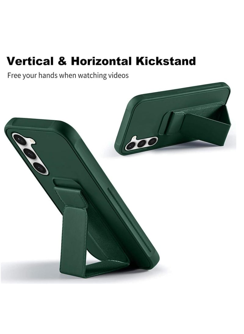 MIGOFAST Galaxy A55 5G Back Stand Case Magnetic Car Holder Soft Silicone Horizontal  Vertical Kickstand Cover Wrist Strap Full protection Case for Samsung Galaxy A55 5G Green - Image 3