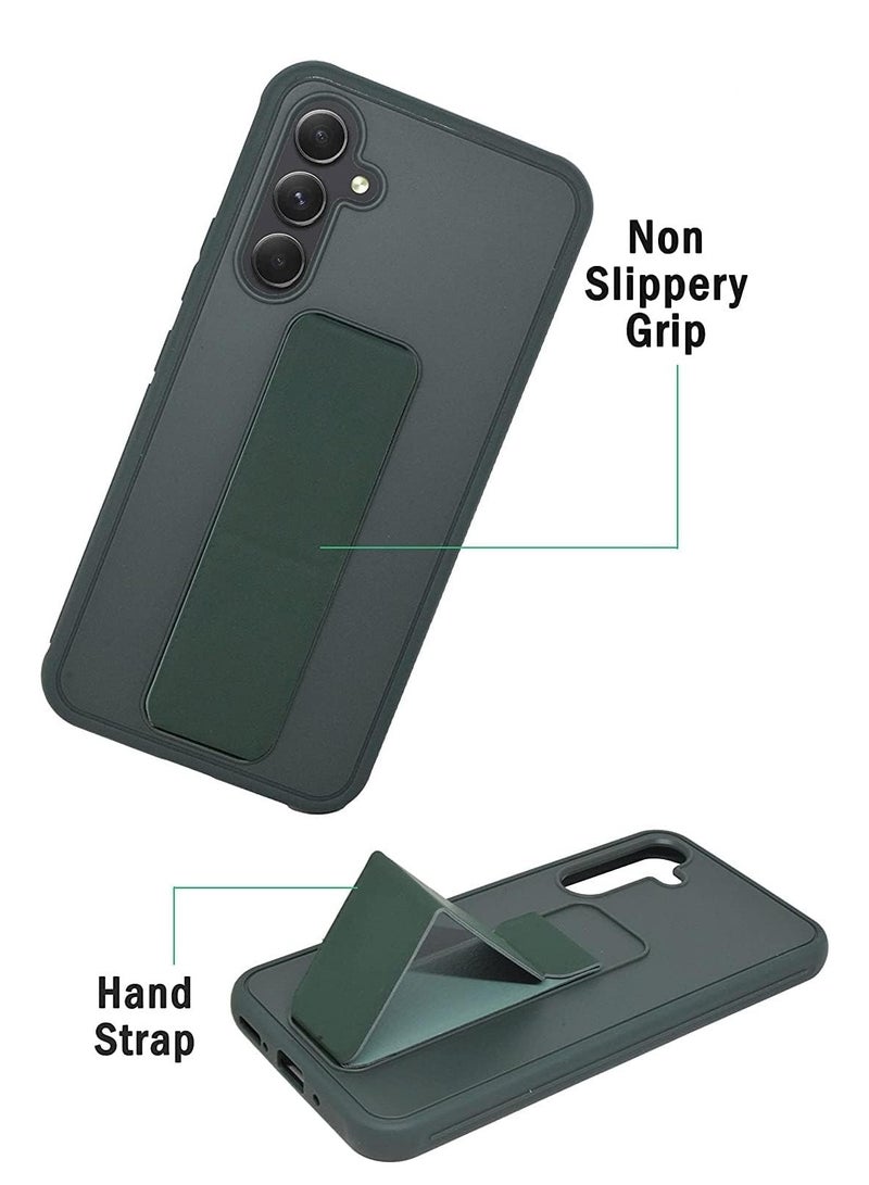 MIGOFAST Galaxy A55 5G Back Stand Case Magnetic Car Holder Soft Silicone Horizontal  Vertical Kickstand Cover Wrist Strap Full protection Case for Samsung Galaxy A55 5G Green - Image 5