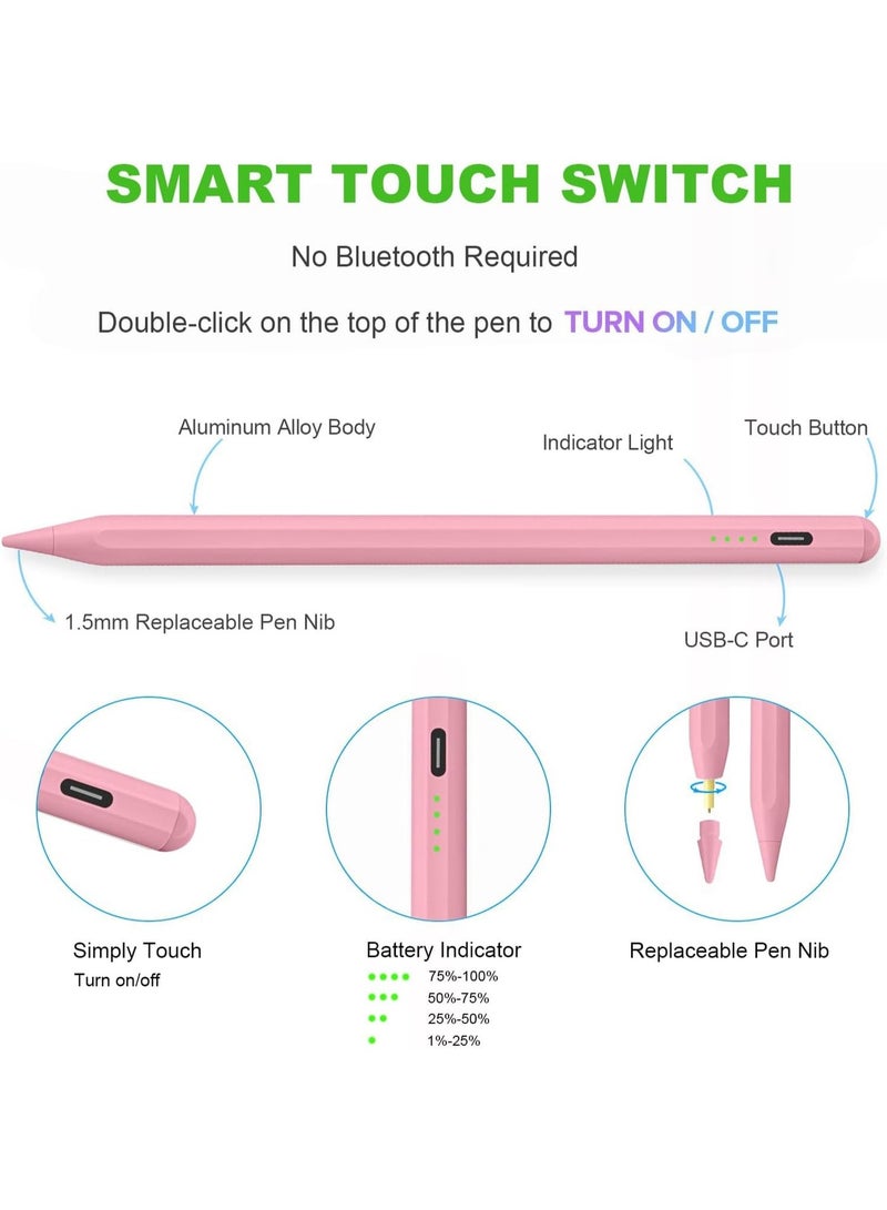 BOAE Stylus pen for iPad with palm rejection function, active pencil compatible (2018-2025) Apple iPad Pro 11/12.9 inches, iPad 10/9/8/7/6th generation, iPad Air 5/4/3 Generation, iPad Mini 6/fifth generation - Image 2