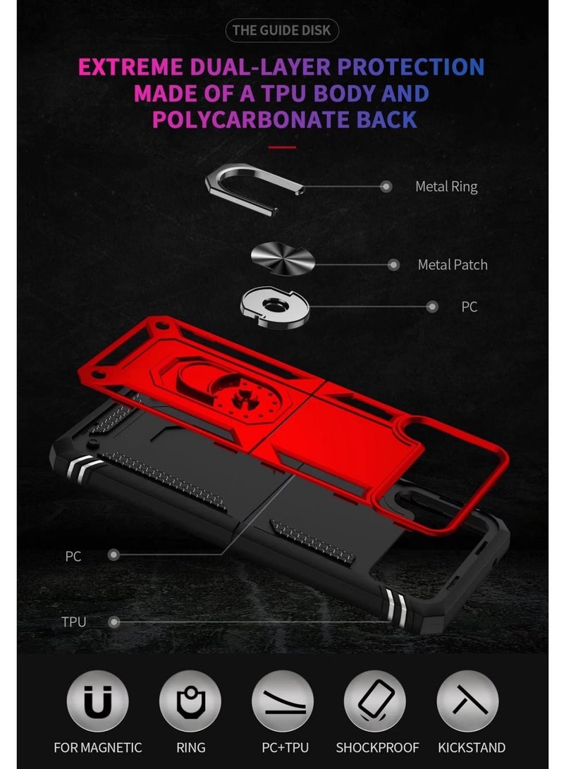 URBBKING Protective Case Cover with Magnetic Ring Kickstand for Samsung Galaxy Z Flip 4 Red  - Image 5