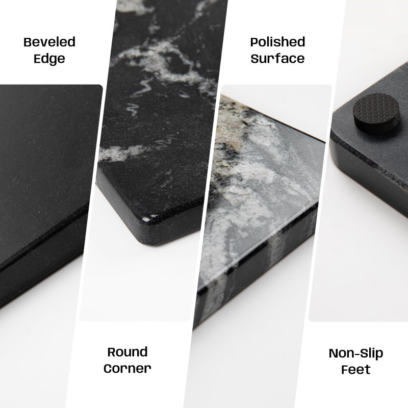 Adolif Black Marble Cutting Board For Kitchen, 16x20 Inch Large Marble Slab Pastry Board With Non-Slip Feet For Baking, Cheese, Charcuterie, Chocolate - Image 4
