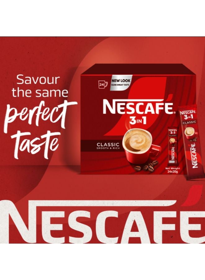 Nescafe Classic 3 in 1 Coffee Mix 20grams Pack of 24 - Image 2