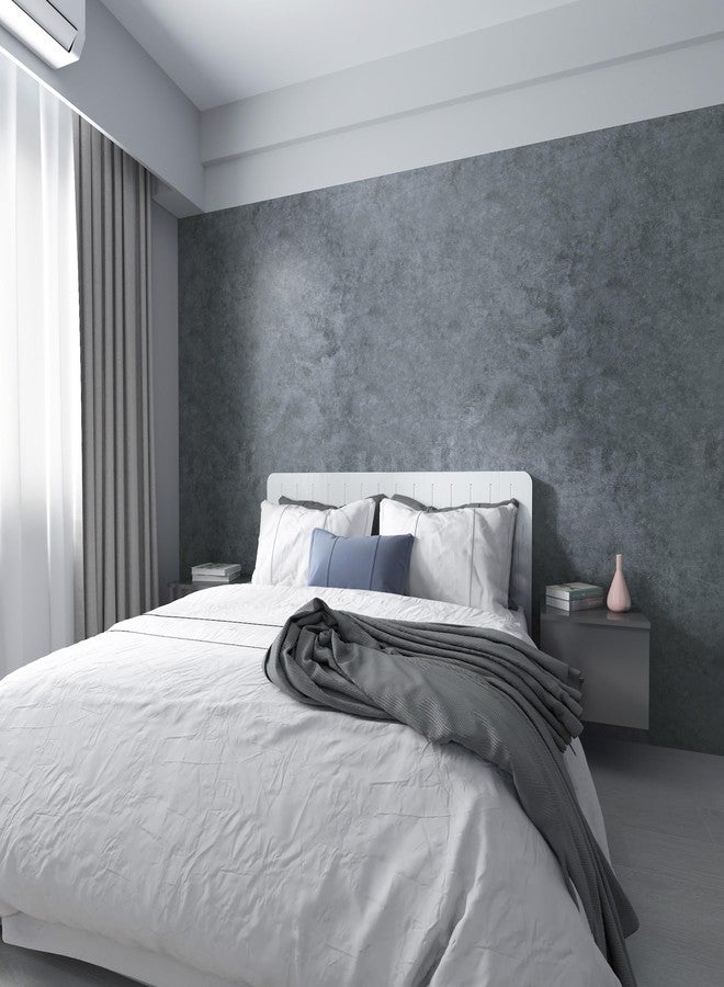 3yecao 16"×354" Extra Thick Light Blue Grey Concrete Wallpaper Peel and Stick 3D Glossy Textured Industrial Gray Concrete Contact Paper Vinyl Adhesive Cement Sticker for Bedroom Bathroom Office Walls - Image 1