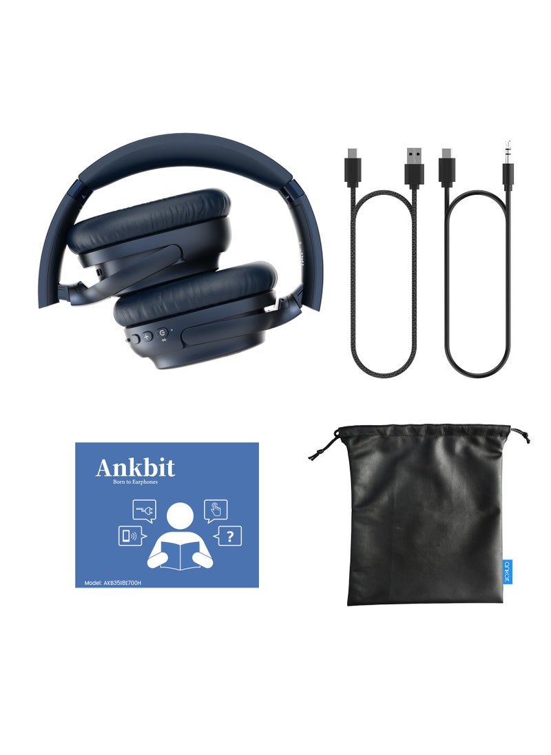 Ankbit - Ankbit E700 Hybrid Active Noise Cancelling Headphones, Bluetooth 5.1 Headphones with LDAC for Hi-Res Wireless Audio, aptX HD & Low Latency Over-Ear Wireless Headphones, Clear Calls, 60H Playtime - Image 1