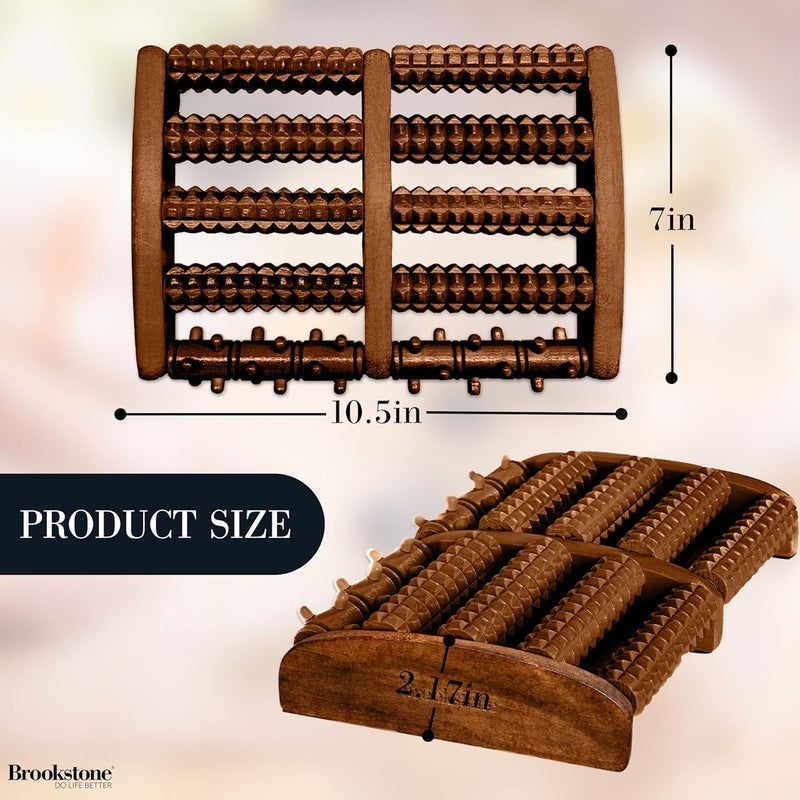 Brookstone - Foot Roller Massager for Plantar Fasciitis Relief - Dual Wood Foot Massager Tool - Stimulate Foot Reflexes & Relieve Stress - Wide Feet Massager Useful Gift for Elderly, Mom & Dad - Image 2