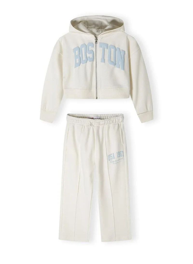 مينوتي Kids Girls Cropped Zip Through Hoodie And Wide Leg Jogger Set