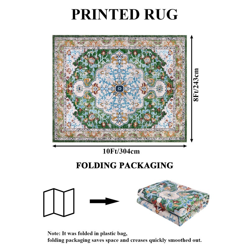 يو آرت لاينز U'Artlines Boho Vintage Area Brug 8x10 Machine قابلة للغسل منخفضة كومة ناعمة السجاد غير القابل للانزلاق للكنة السجادة لغرفة المعيشة غرفة نوم غرفة الطعام - Image 2