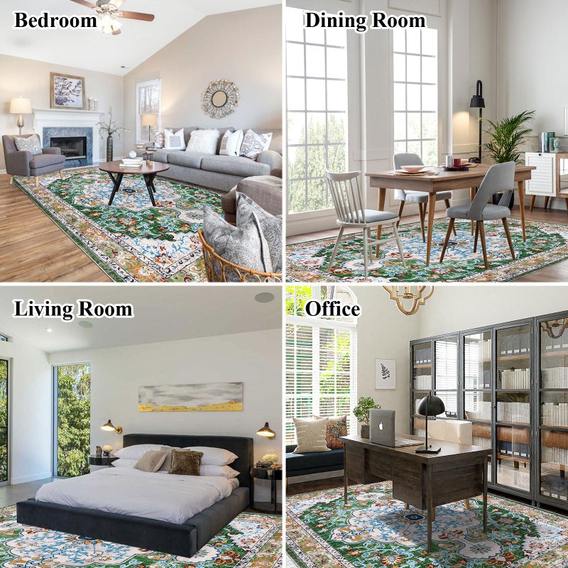 يو آرت لاينز U'Artlines Boho Vintage Area Brug 8x10 Machine قابلة للغسل منخفضة كومة ناعمة السجاد غير القابل للانزلاق للكنة السجادة لغرفة المعيشة غرفة نوم غرفة الطعام - Image 5