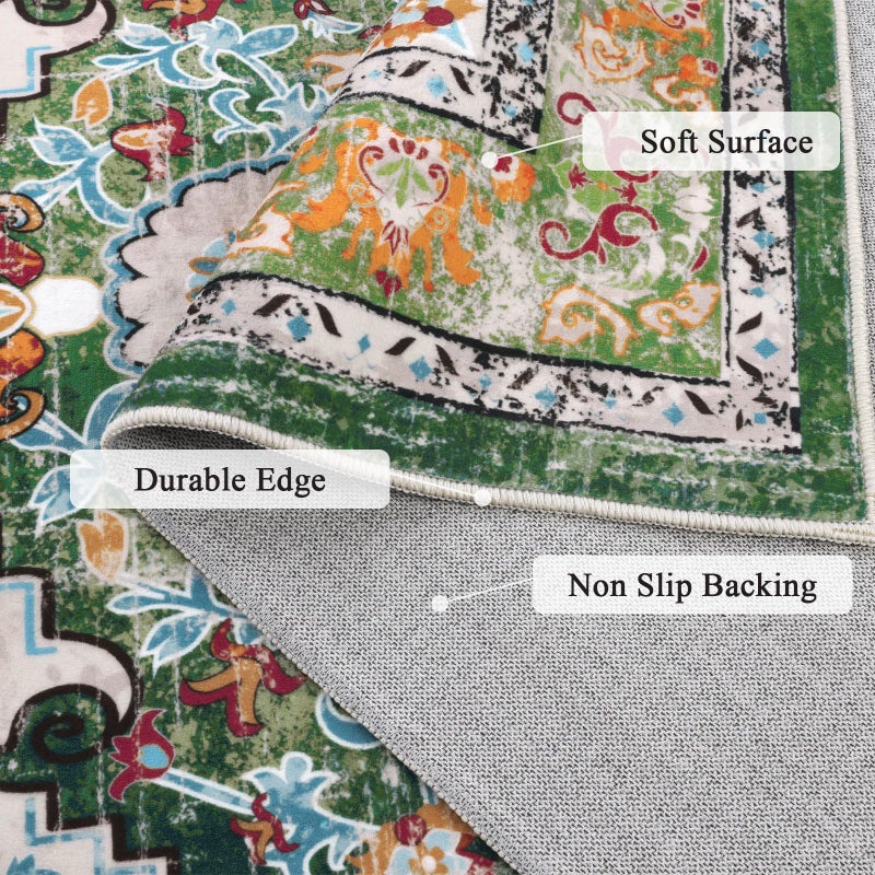 يو آرت لاينز U'Artlines Boho Vintage Area Brug 8x10 Machine قابلة للغسل منخفضة كومة ناعمة السجاد غير القابل للانزلاق للكنة السجادة لغرفة المعيشة غرفة نوم غرفة الطعام - Image 3