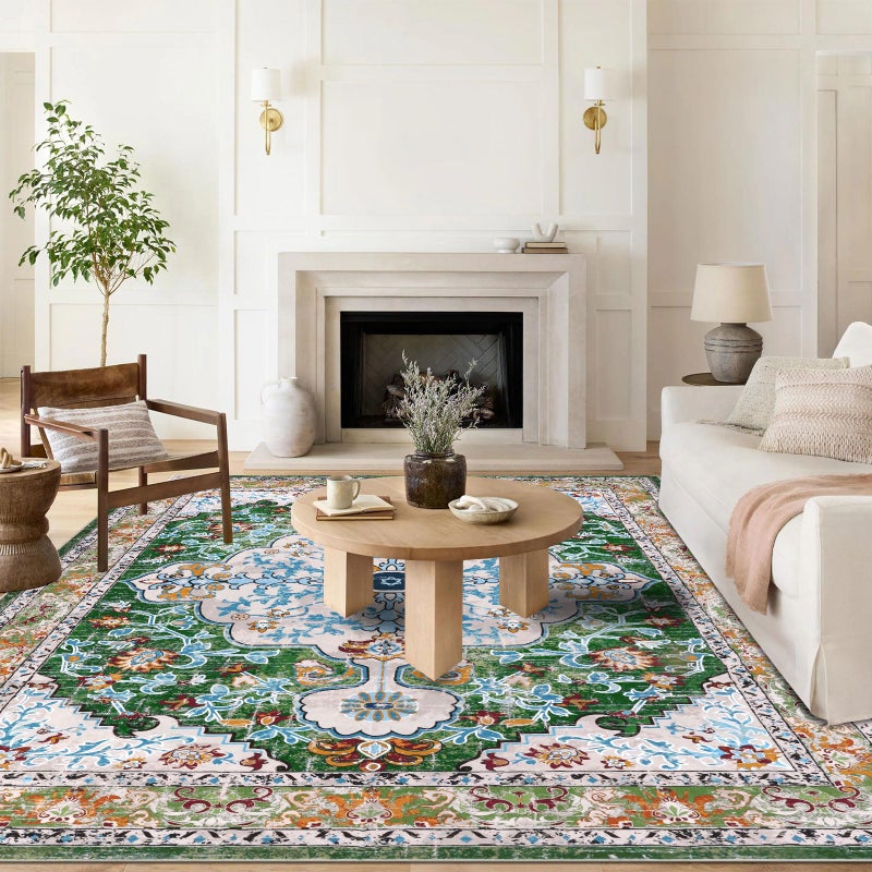 يو آرت لاينز U'Artlines Boho Vintage Area Brug 8x10 Machine قابلة للغسل منخفضة كومة ناعمة السجاد غير القابل للانزلاق للكنة السجادة لغرفة المعيشة غرفة نوم غرفة الطعام - Image 1