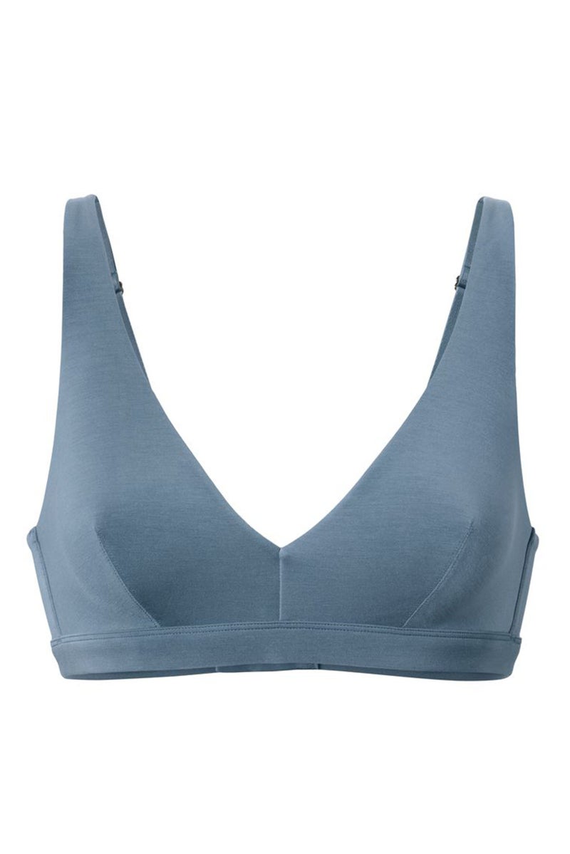 Tchibo Women Solid Non Padded Soft Bra, Slate Blue - Image 2
