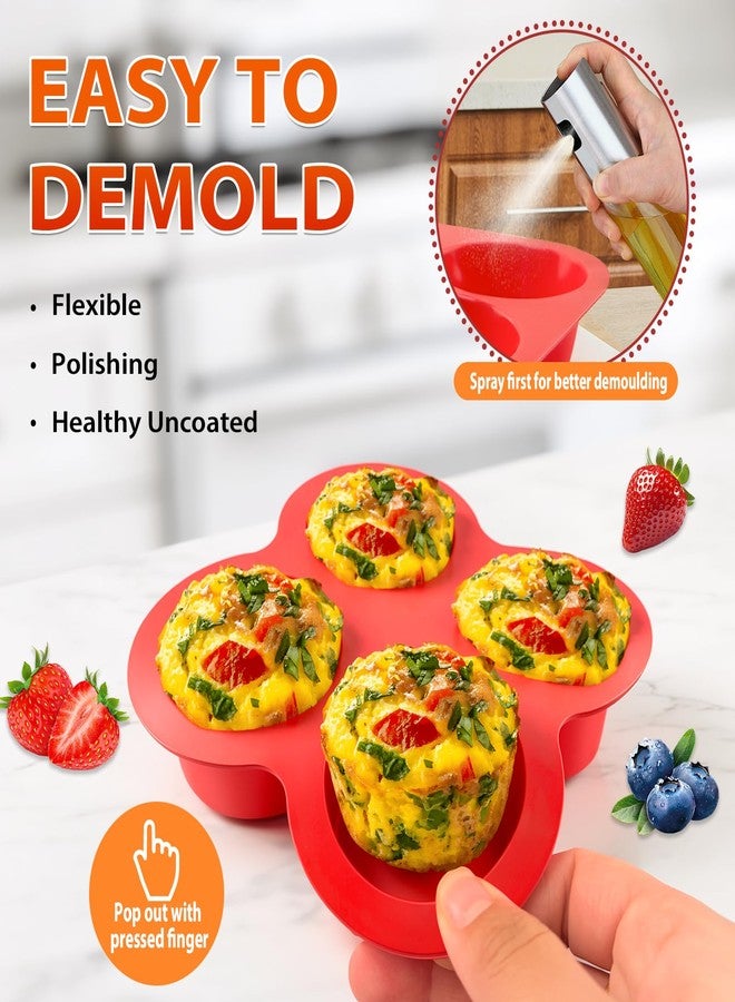 Lukinuo Silicone Egg Bite Molds 2 Pack Air Fryer Muffin Baking Pans Nonstick Silicone Muffin Trays for Baking Mini Muffins Eggs Bites Tart Mini Cupcake Brownie Quiche - Image 5