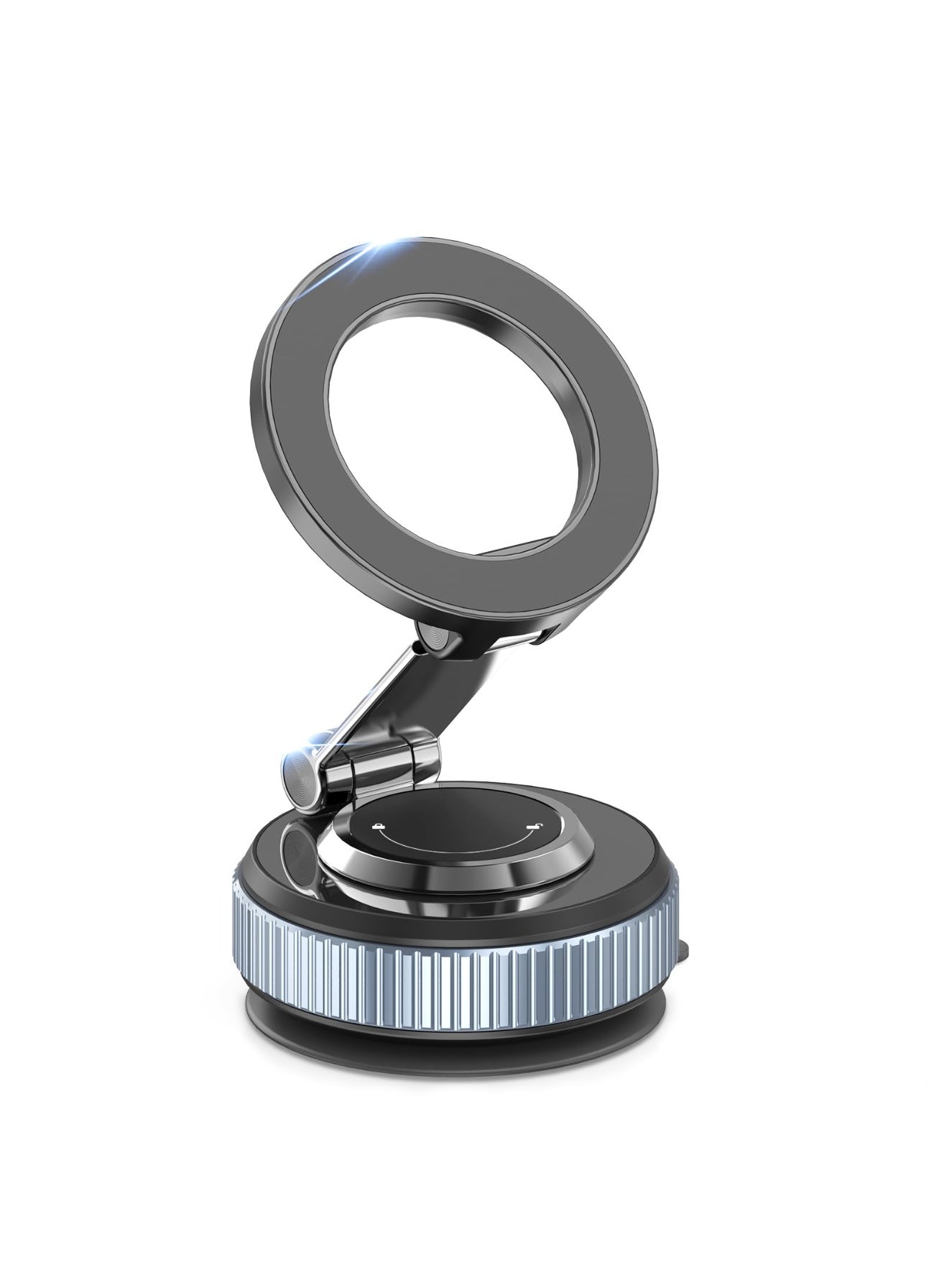 Upgraded Car Magnetic Phone Holder, 360° rotatable Phone Holder for MagSafe, Strong Magnet, Foldable Car Stand with Vacuum Suction Cup, Mini Phone Holder with Magnetic Ring for All Smartphones