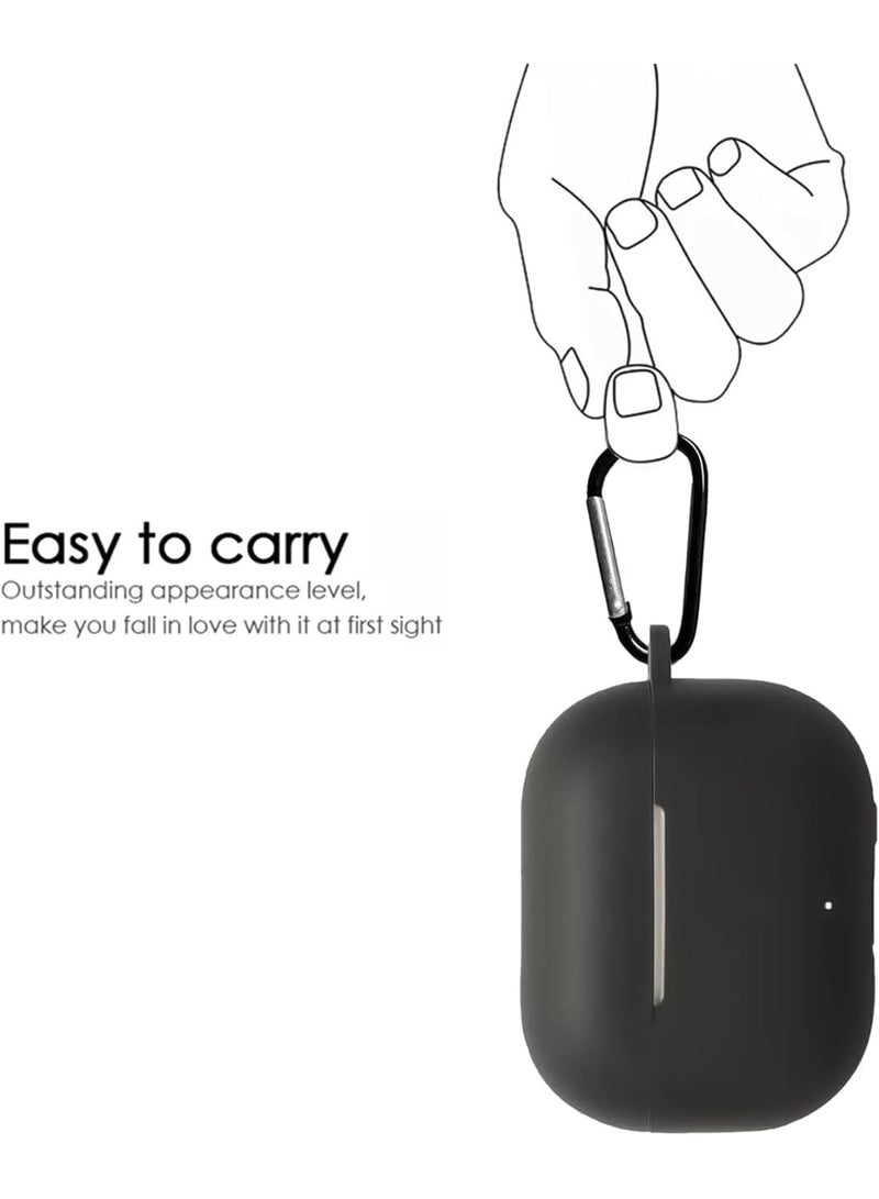 جراب سيليكون متوافق مع سماعات هواوي فري بودز إس إي 4 المزودة بخاصية إلغاء الضوضاء النشط، غطاء حماية من السيليكون الناعم، جراب مقاوم للصدمات مع مشبك تعليق (أسود) - Image 2