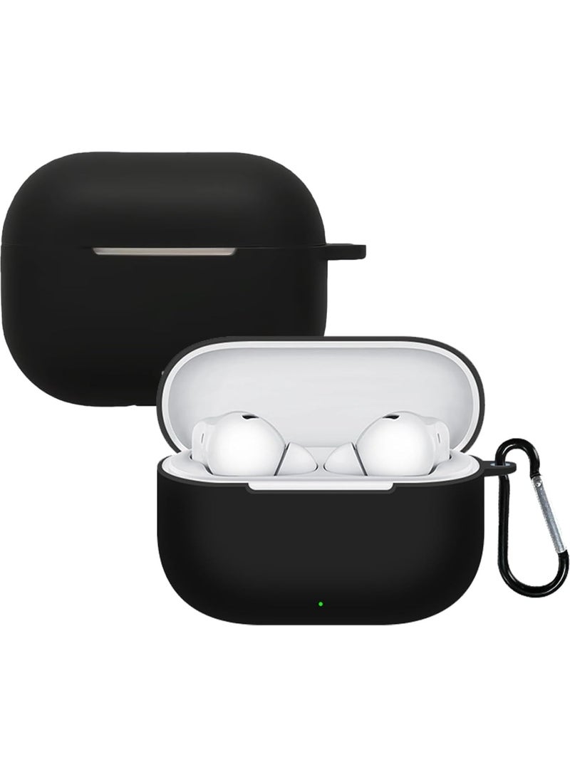 جراب سيليكون متوافق مع سماعات هواوي فري بودز إس إي 4 المزودة بخاصية إلغاء الضوضاء النشط، غطاء حماية من السيليكون الناعم، جراب مقاوم للصدمات مع مشبك تعليق (أسود) - Image 1