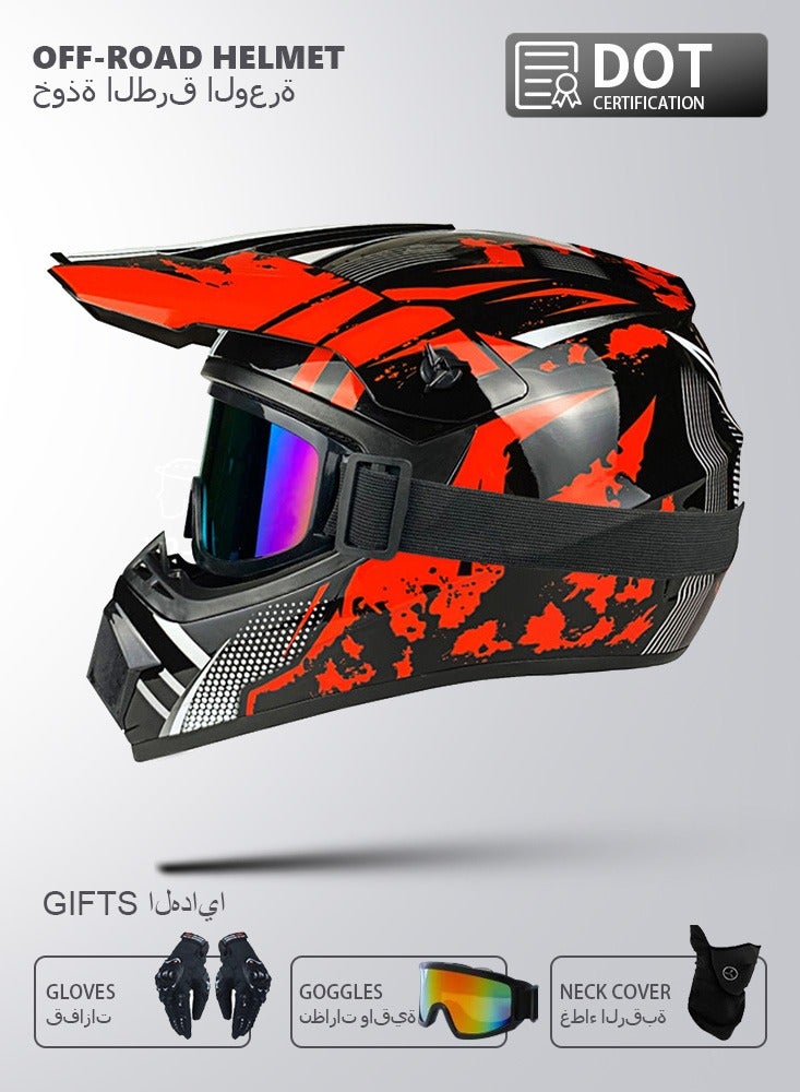 Generic SVG Adult Dirt Bike Helmet, DOT Certified Full Face Motorcycle Helmet, RED and Black for Motocross, ATV, Dirt Bike, Off-Road, Dirt Bike  - Image 1