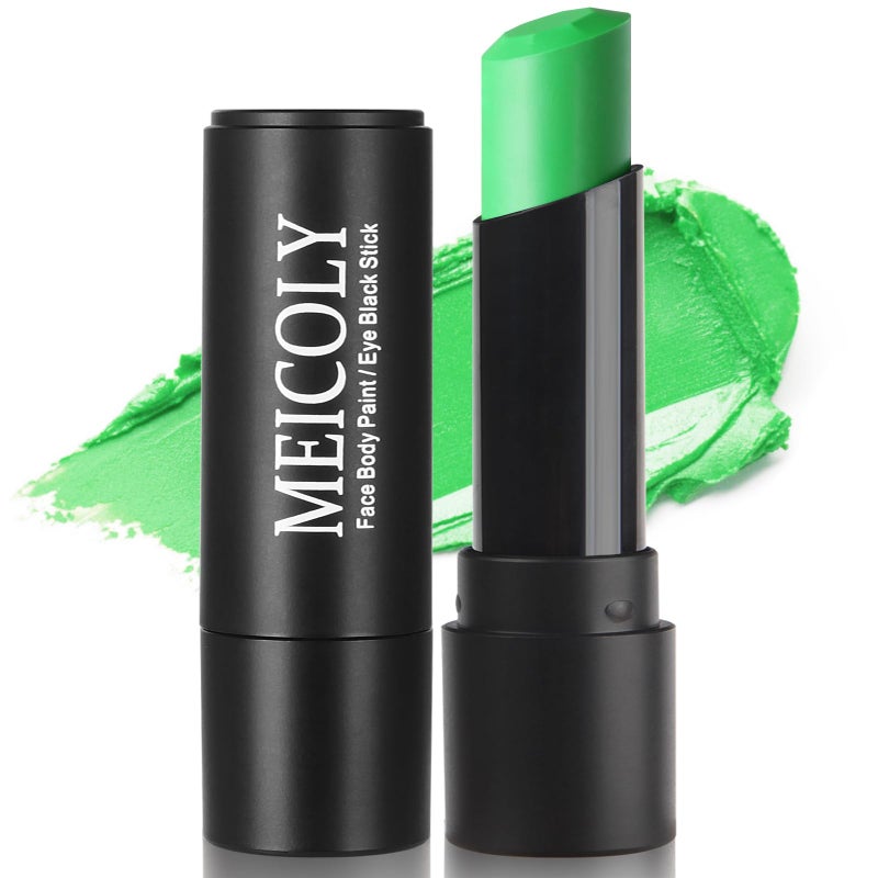 MEICOLY Lime Green Eye Black Stick,Waterproof Eye Black Baseball Softball Football Lacrosse,Hunting Camo Paint,Green Face Body Paint Stick for Halloween SFX Witch Hulk Cosplay Makeup - Image 1