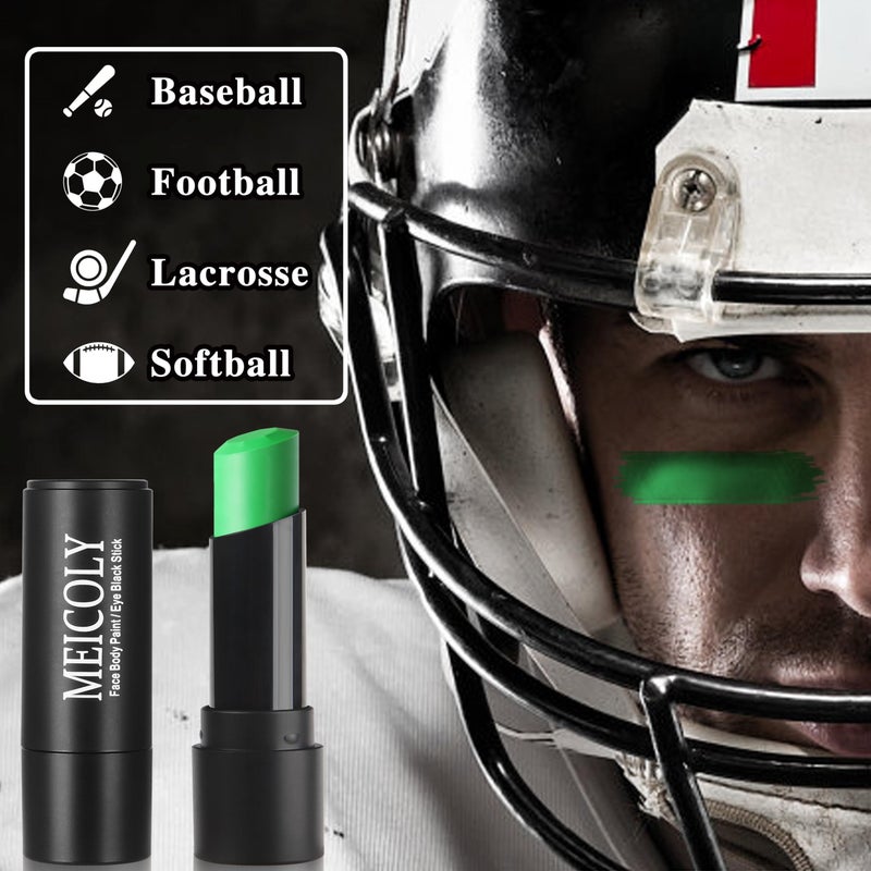 MEICOLY Lime Green Eye Black Stick,Waterproof Eye Black Baseball Softball Football Lacrosse,Hunting Camo Paint,Green Face Body Paint Stick for Halloween SFX Witch Hulk Cosplay Makeup - Image 2
