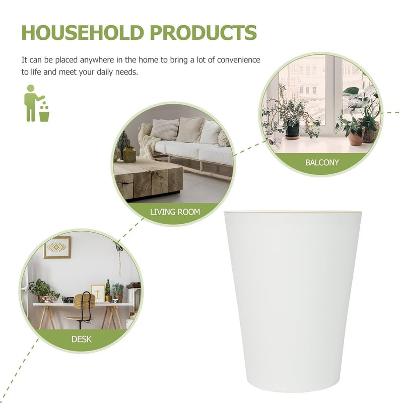 Zerodeko Household Trash Can Round Garbage Container Plastic Wastebasket for Bathroom Kitchen Office, Compact Size with Open Top, Suitable for Living Room and Laundry Room Use - Image 3