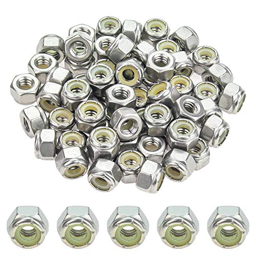 Powlankou 60 Pieces 1/4"-20 Nylon Insert Hex Lock Nuts, 304 Stainless Steel - Image 1
