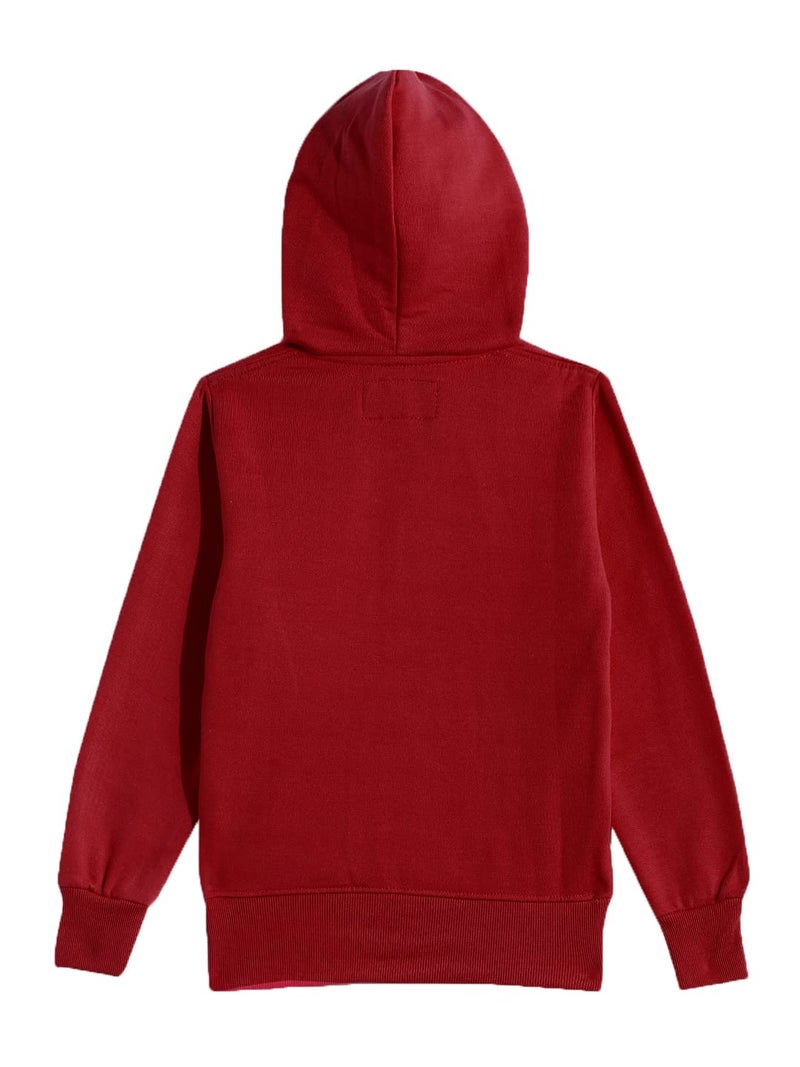 ADBUCKS Rich Cotton Full Sleeves Zipper Sweatshirt for Girls and Boys Jacket with Hoodies (Maroon, 12-13 Years) - Image 3