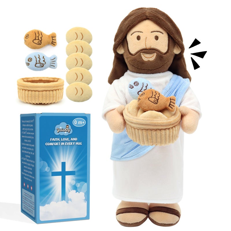 Yelakey 14 Jesus Plush Talking DollJesus Stuffed Doll Plushie Speaks Bible Verses Story Bible Songs Religious Gift for Kids Easter Christmas - Image 3