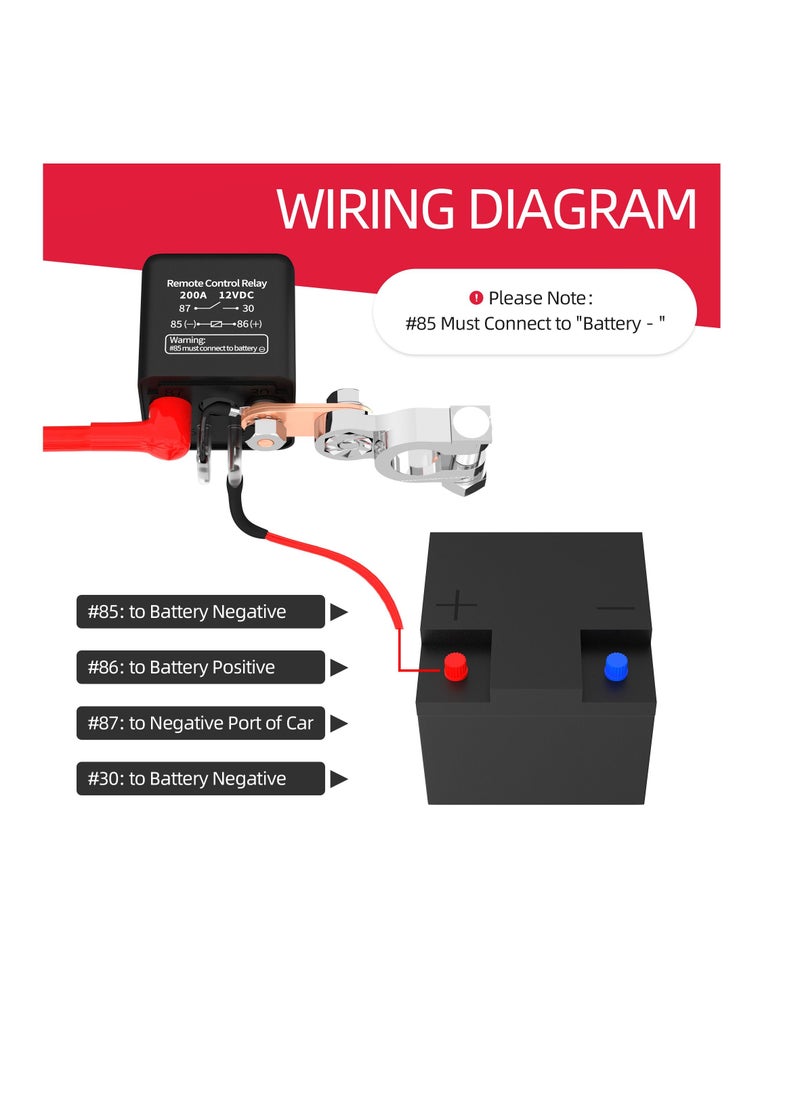 AROAQ Portable Remote Battery Disconnect Switch Upgraded Battery Disconnect Switch Anti Theft  - Image 3