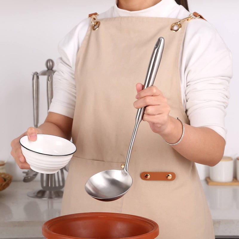 Standcn 304 Stainless Steel Kitchen Utensils Set  6 Pcs Metal Professional Cooking Spoons  Kitchen Tools - Wok Spatula  Ladle  Skimmer Slotted Spoon  Pasta Spoon  Serving Large Spoon  Slotted Spatula Tunner - Image 5