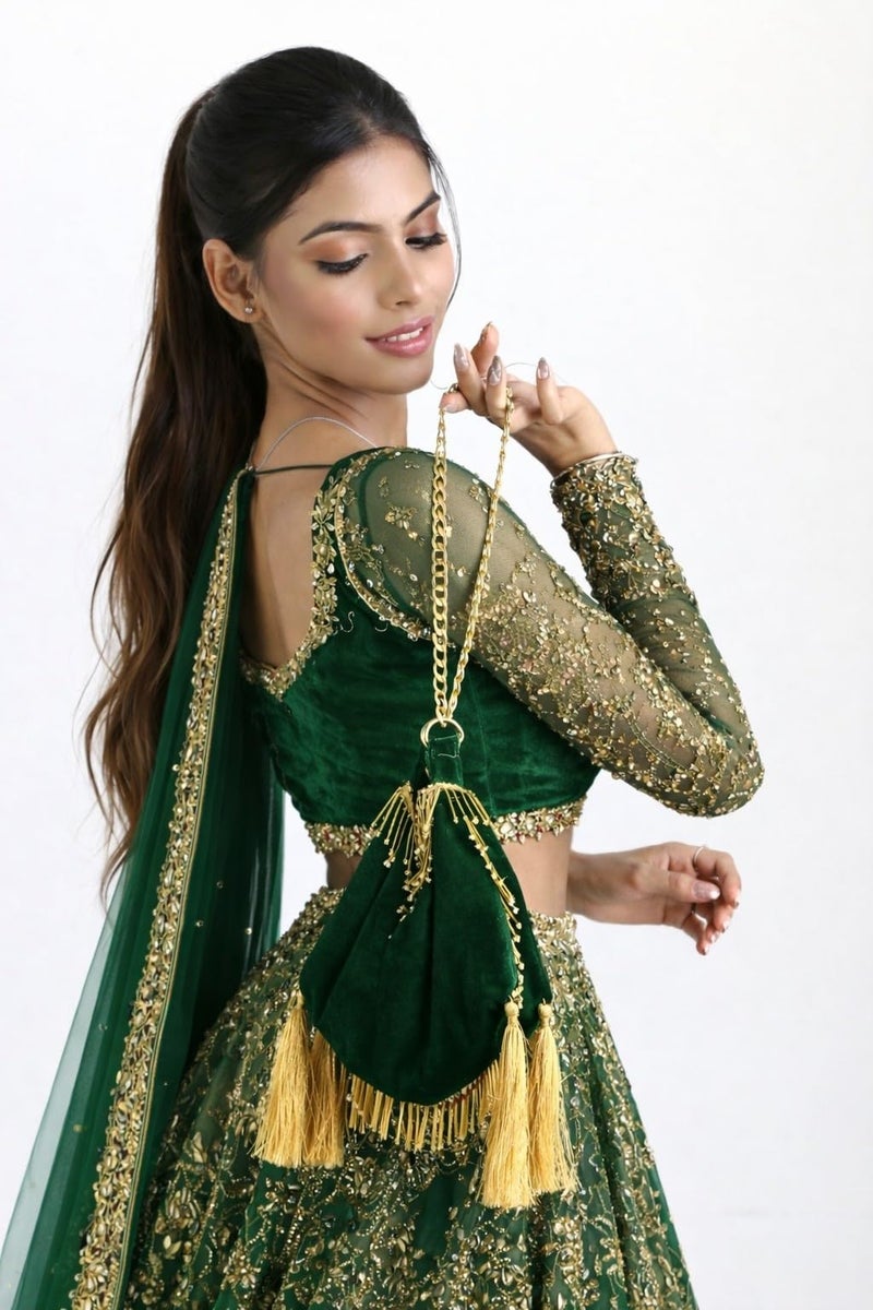ATHZ Premium Potli Bag for Women – Structured Pyramid Silhouette | Wedding, Sangeet & Festive Statement Ethnic Handbag - Image 2