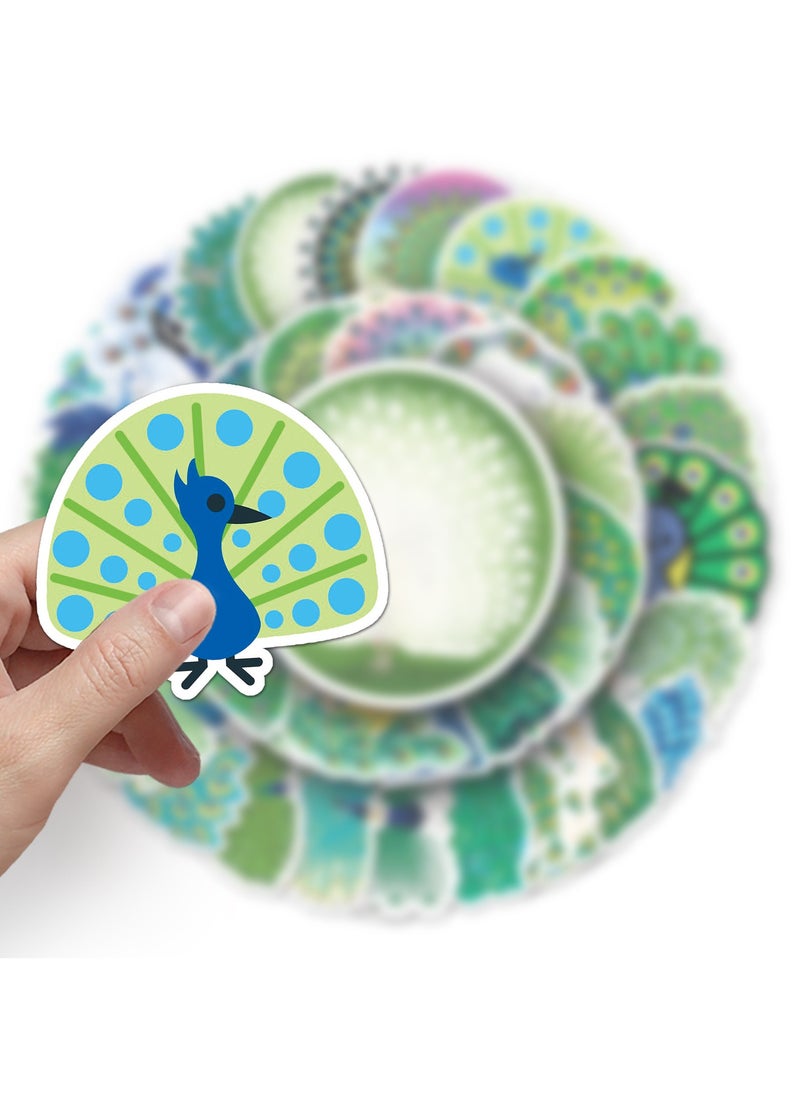 Peacock Stickers 50 Pcs Vinyl Waterproof Peacock Sticker Pack for Water Bottle Laptop Guitar Skateboard Car Bike Motorcycle Hydro Flask Suitcase Luggage for Adults Teens  - Image 5